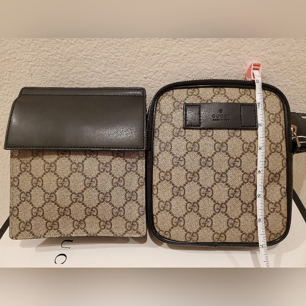 LIKE NEW- Gucci Double Web Belt Bag - Picture 12 of 16